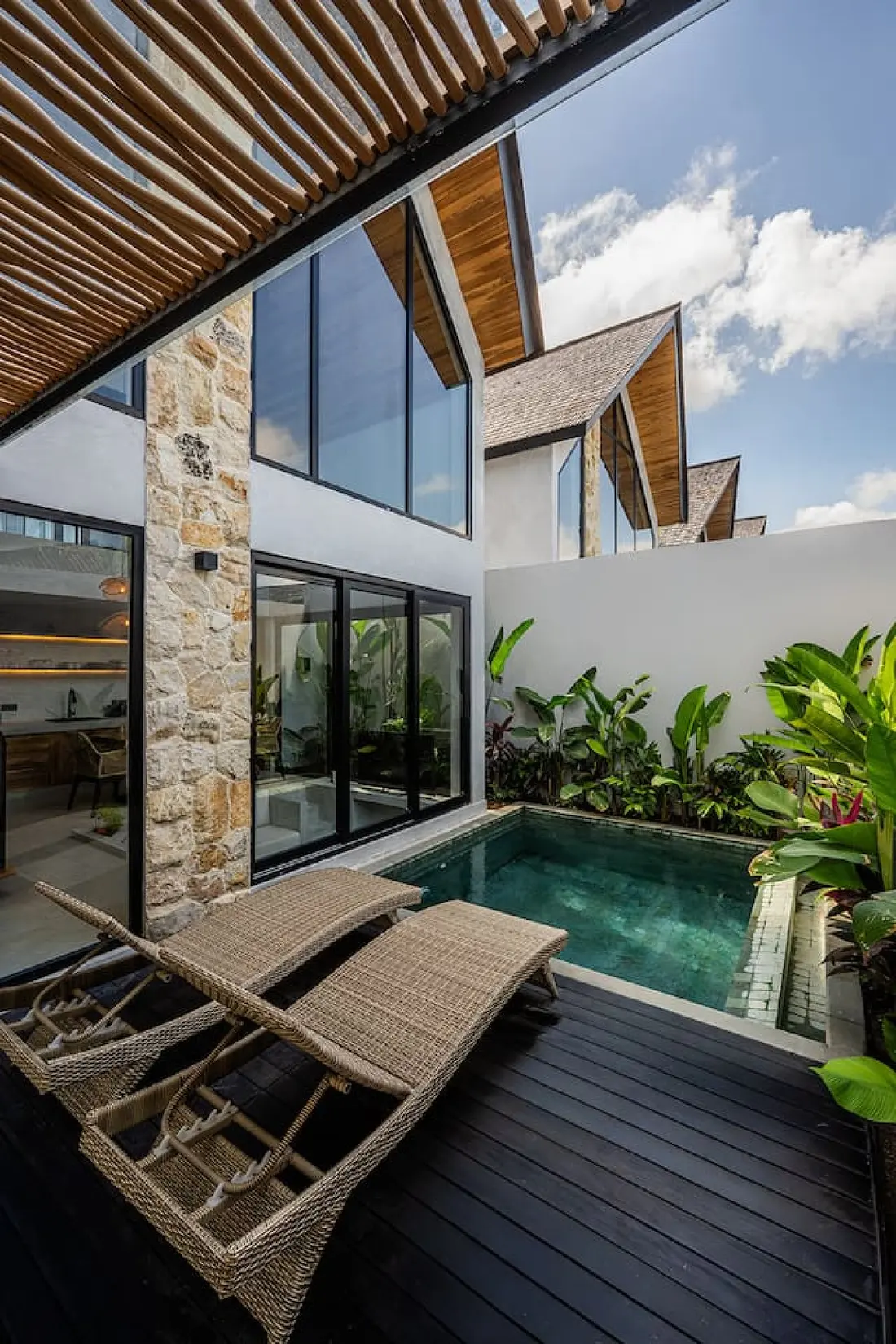 Double-height facade and private pool at Sora Villa