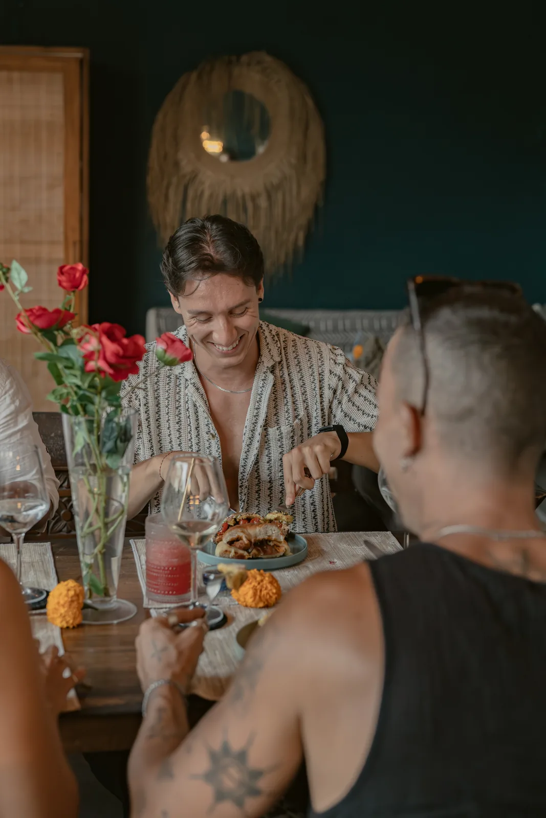 Guests enjoying a private chef dinner at a Bali villa