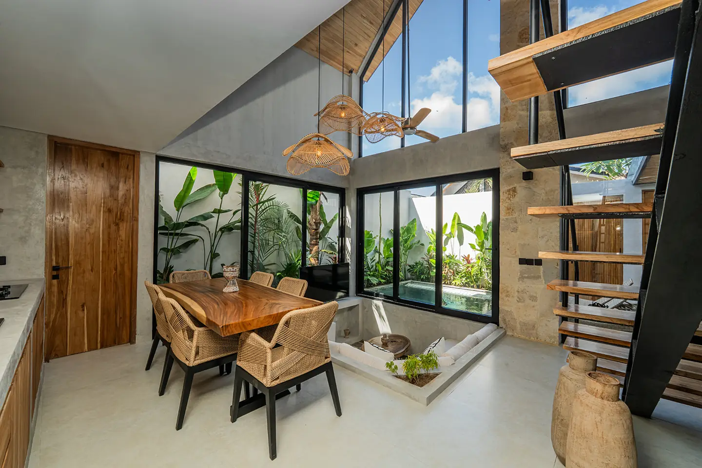 Spacious Bali villa living and dining area